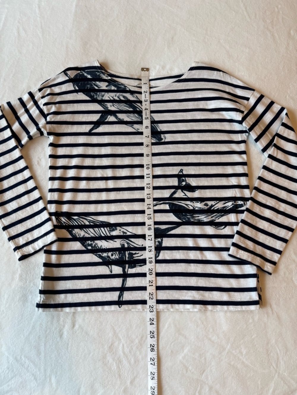 J. Crew Navy & White Striped Long-Sleeve Top with Whale Motif - Picture 6 of 7
